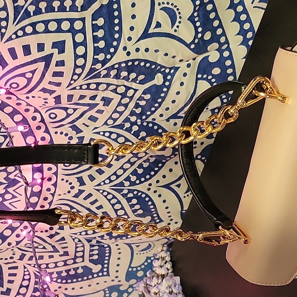 Michael Kors Black Cream Checkered Crossbody Satchel - Picture 7 of 8